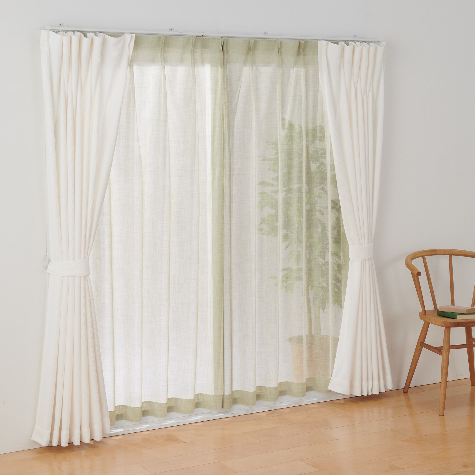 プリーツカーテン アイボリー 鹿の子織り 無印良品 113cm x 187cm