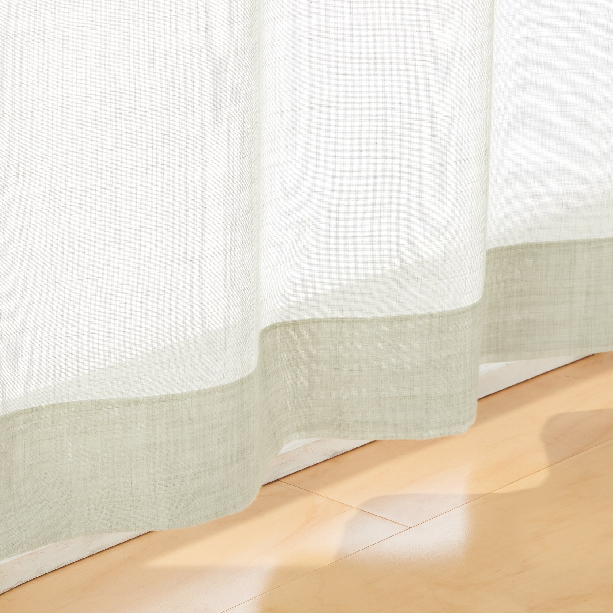 ポリエステル杢調ボイルノンプリーツカーテン／アイボリー