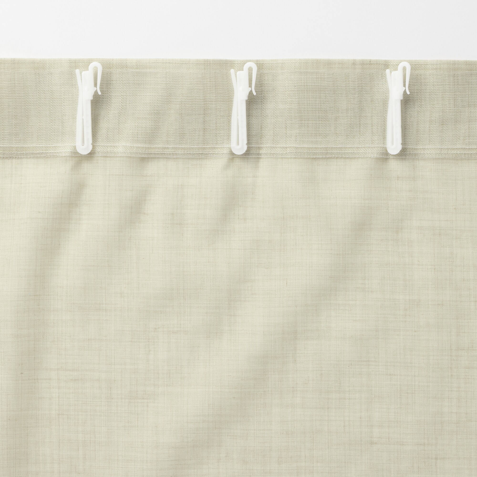 ポリエステル杢調ボイルノンプリーツカーテン／アイボリー