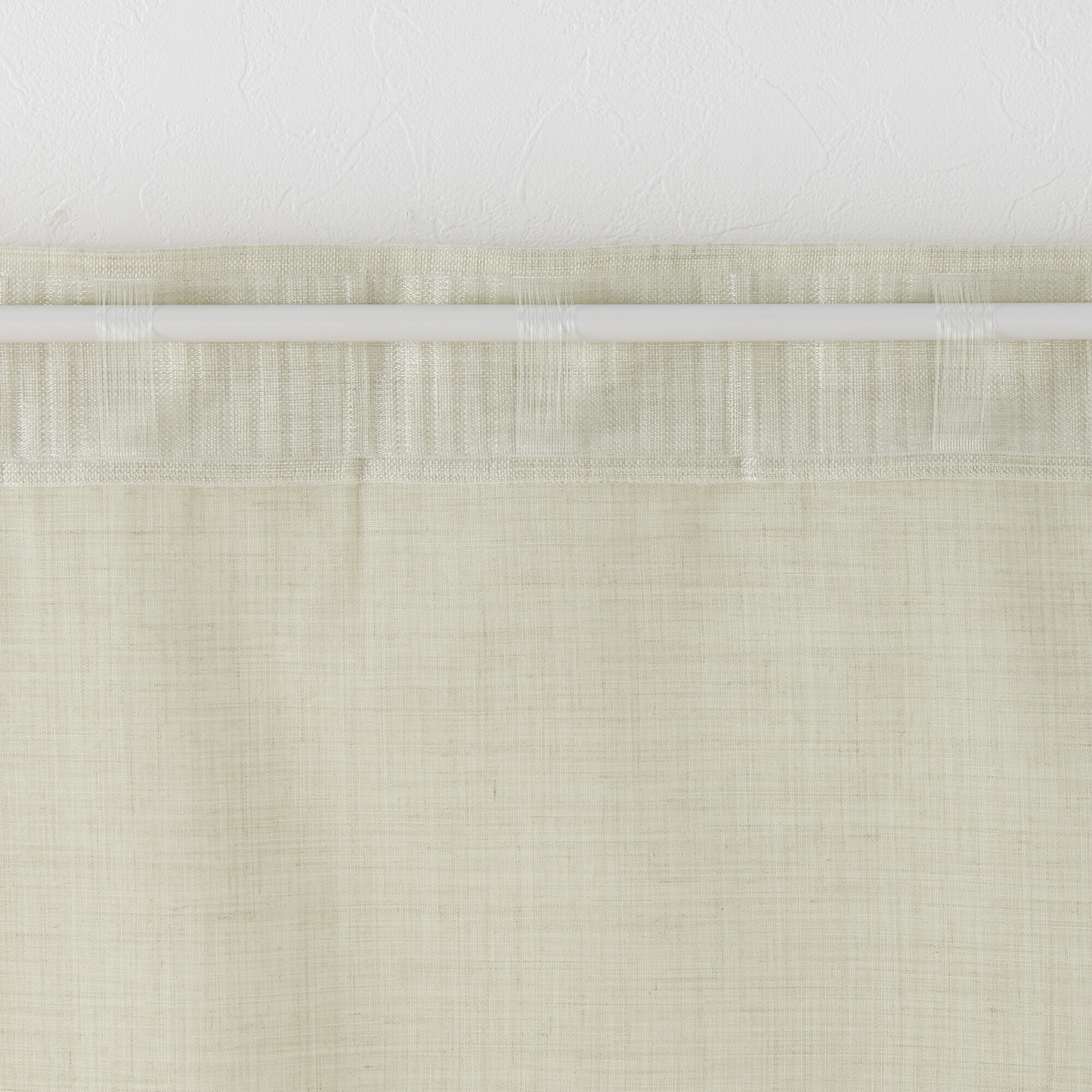 ポリエステル杢調ボイルノンプリーツカーテン／アイボリー