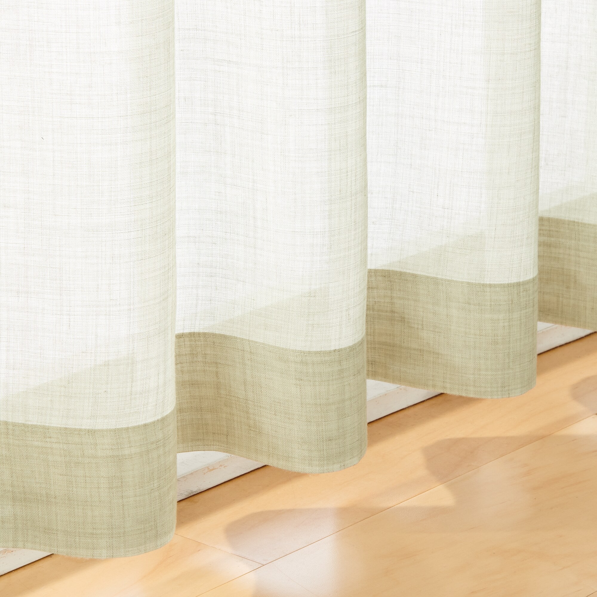 ポリエステル杢調ボイルプリーツカーテン２倍ヒダ／アイボリー