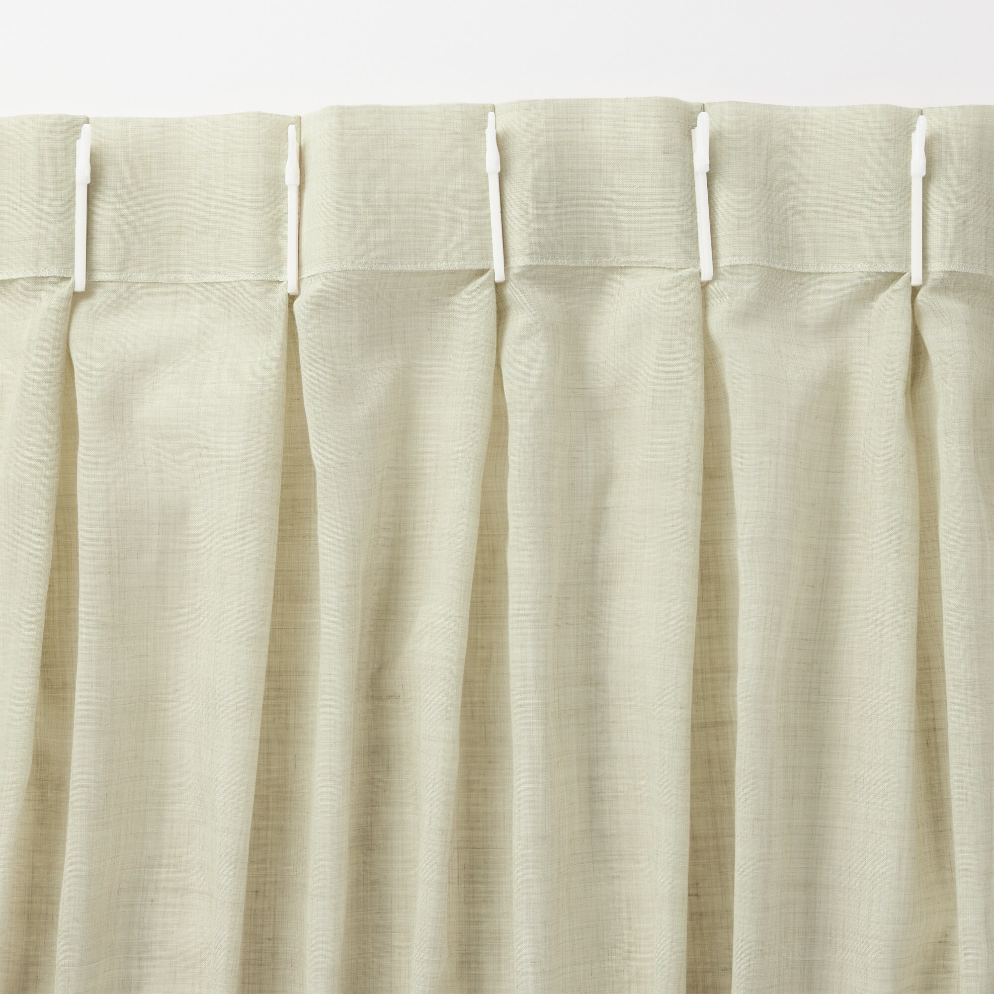 ポリエステル杢調ボイルプリーツカーテン２倍ヒダ／アイボリー