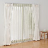 ポリエステル杢調ボイルプリーツカーテン２倍ヒダ／アイボリー