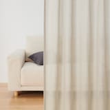 ポリエステル杢調ボイルプリーツカーテン／ベージュ