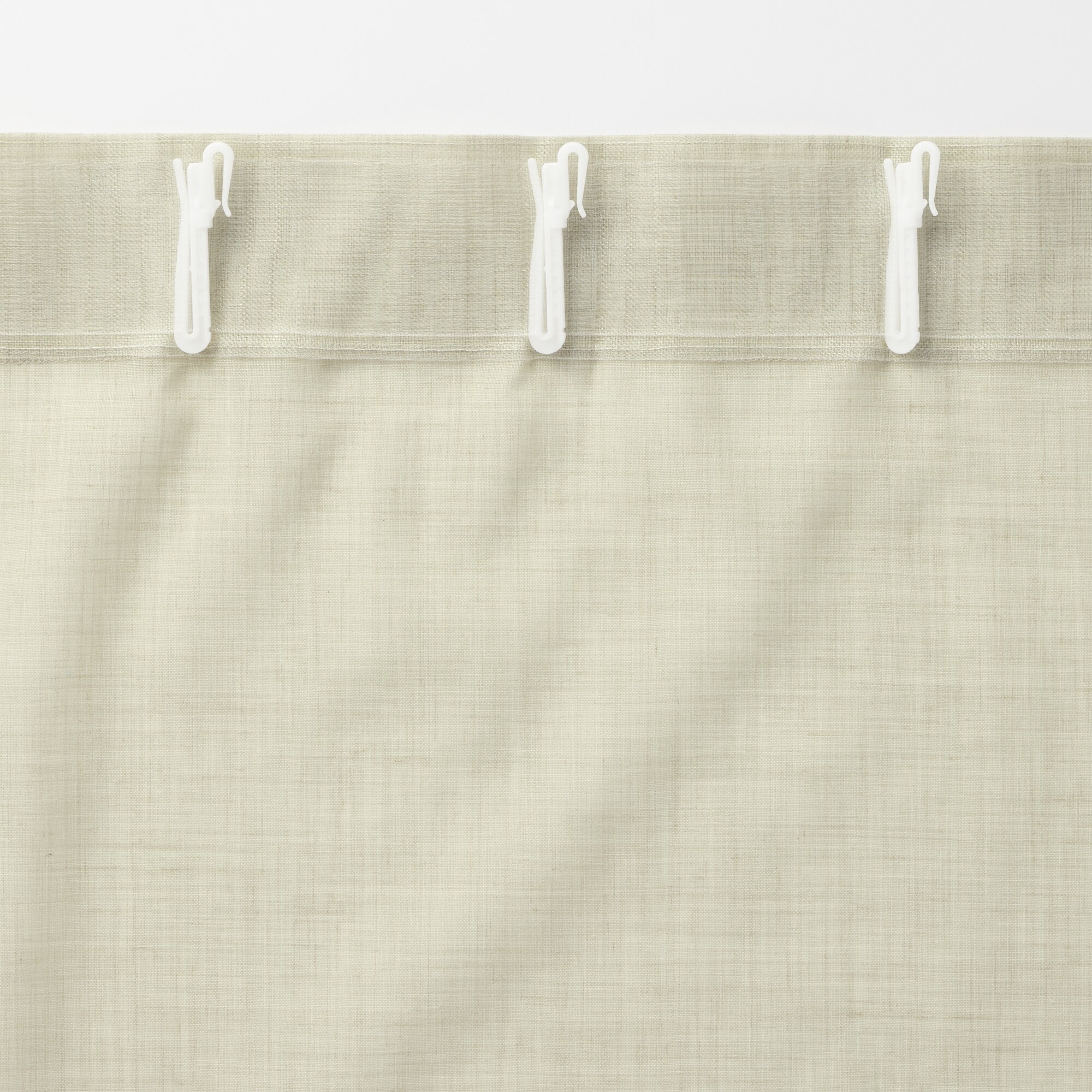 ポリエステル杢調ボイルノンプリーツカーテン／ベージュ