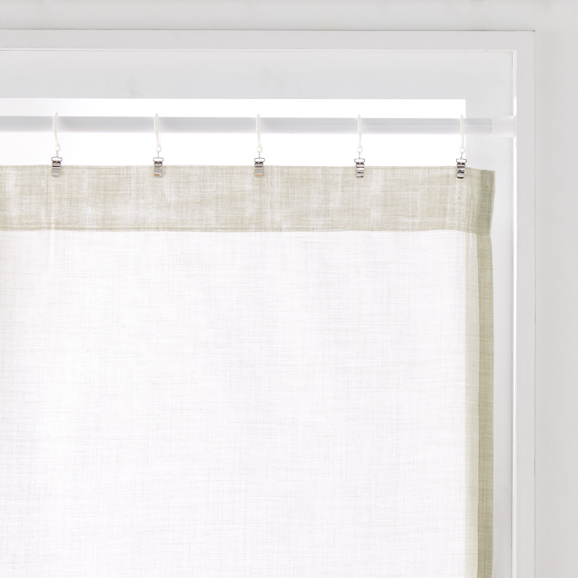 ポリエステル杢調ボイルノンプリーツカーテン／ベージュ