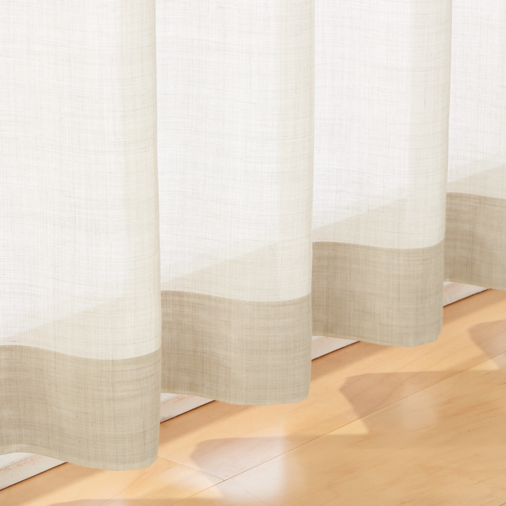 ポリエステル杢調ボイルプリーツカーテン２倍ヒダ／ベージュ