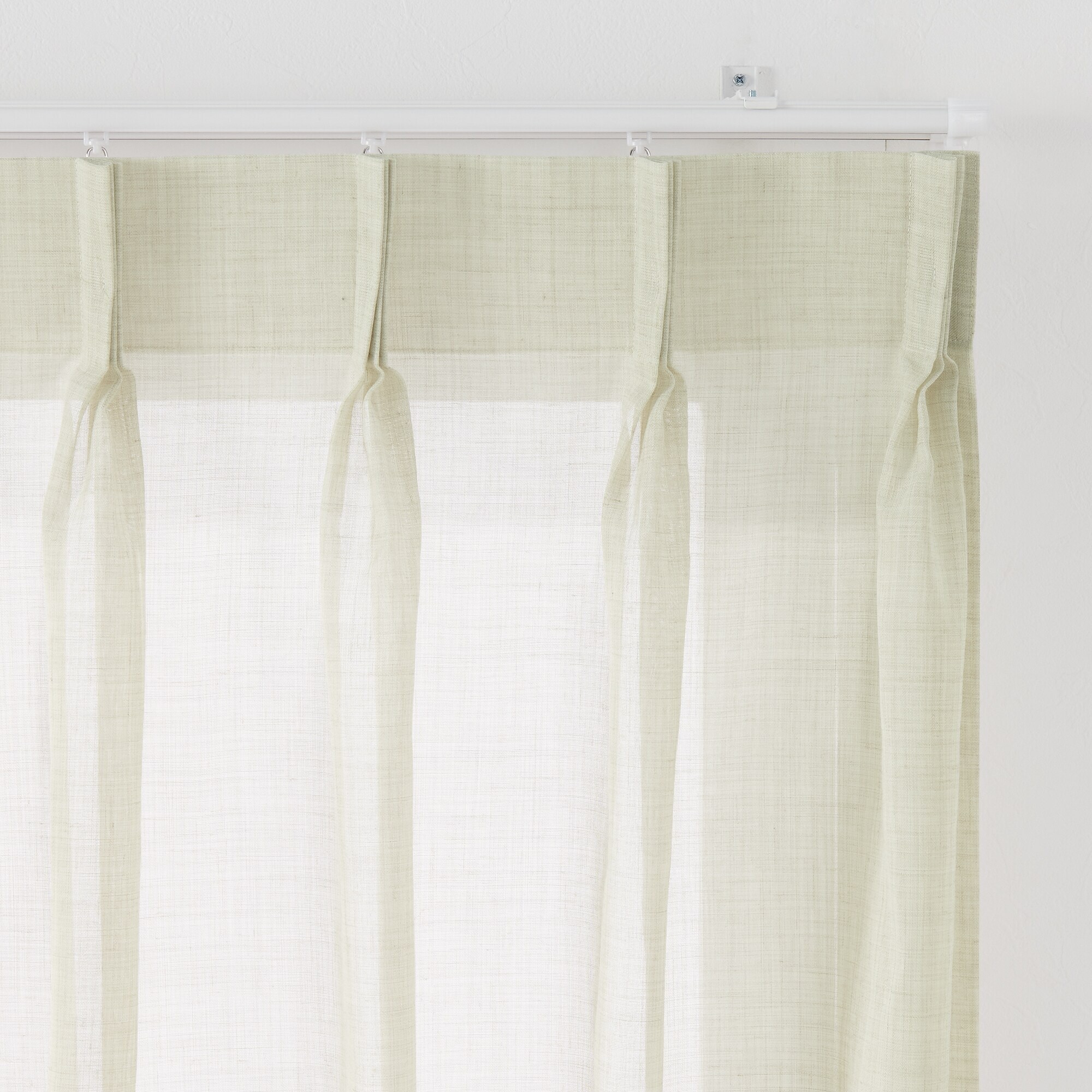 ポリエステル杢調ボイルプリーツカーテン２倍ヒダ／ベージュ