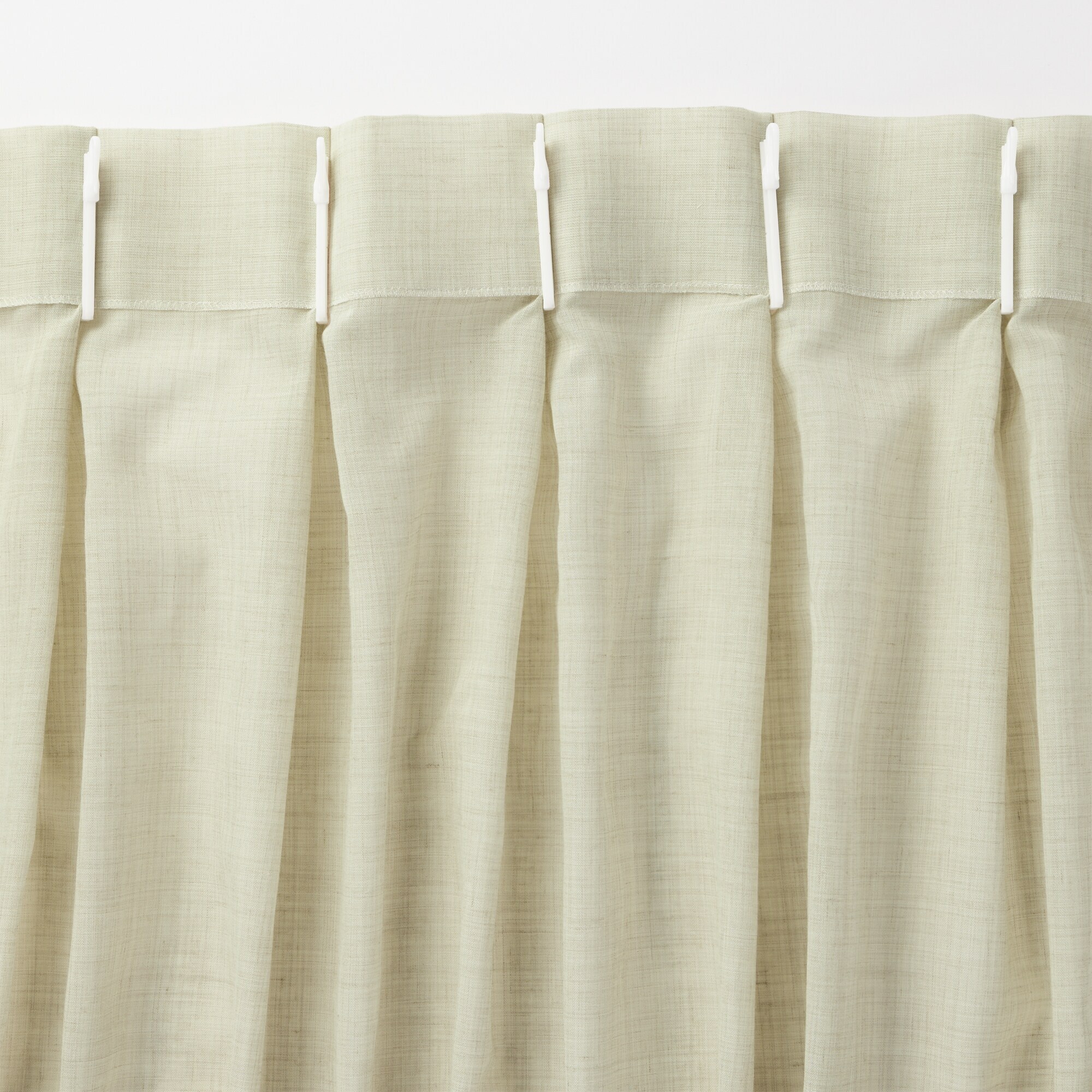 ポリエステル杢調ボイルプリーツカーテン２倍ヒダ／ベージュ