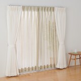 ポリエステル杢調ボイルプリーツカーテン２倍ヒダ／ベージュ