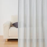 ポリエステル杢調ボイルプリーツカーテン２倍ヒダ／ブルーグレー