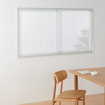 ポリエステル杢調ボイル（防炎）プレーンシェード用生地／ブルーグレー