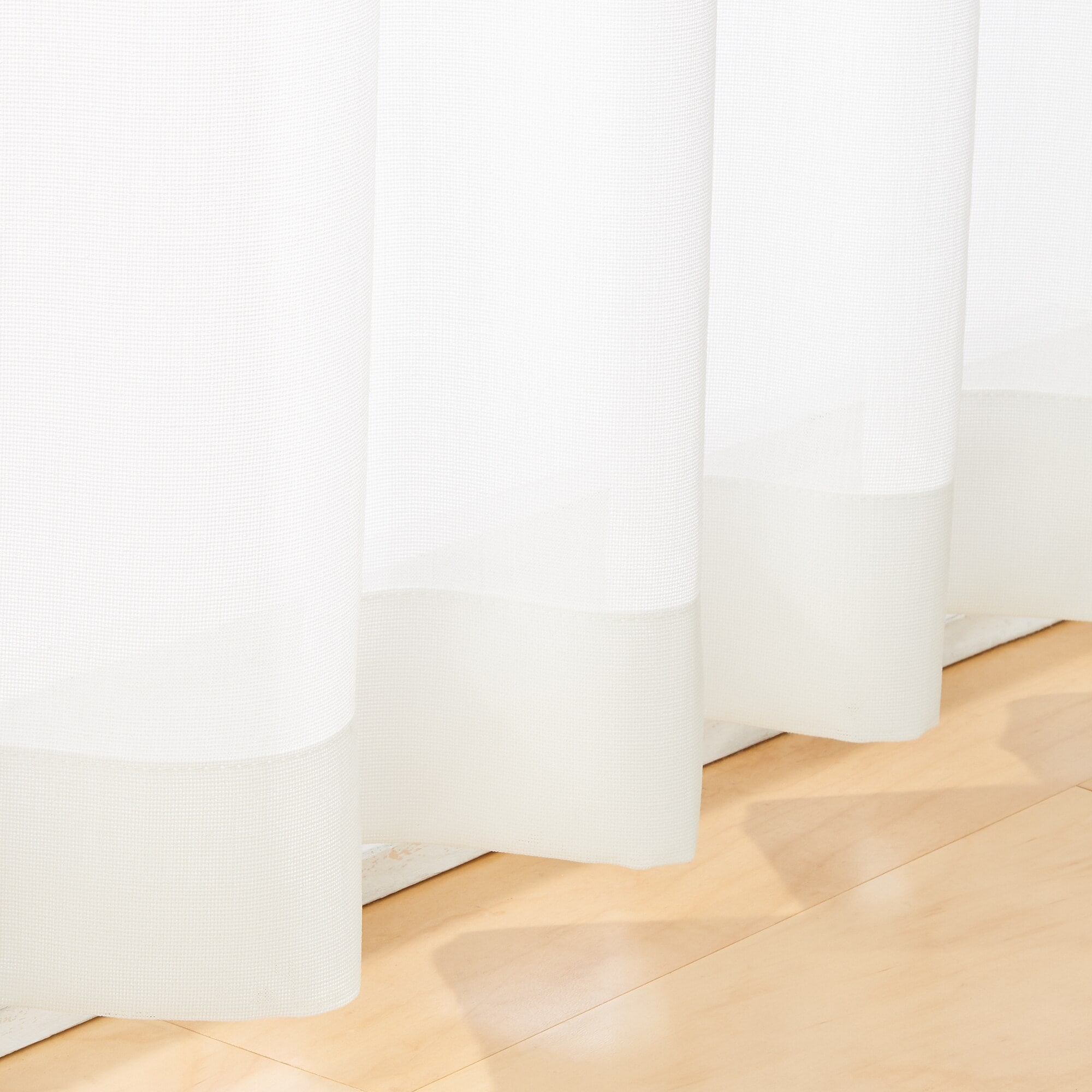 ポリエステル擬紗（防炎）プリーツカーテン２倍ヒダ／オフ白