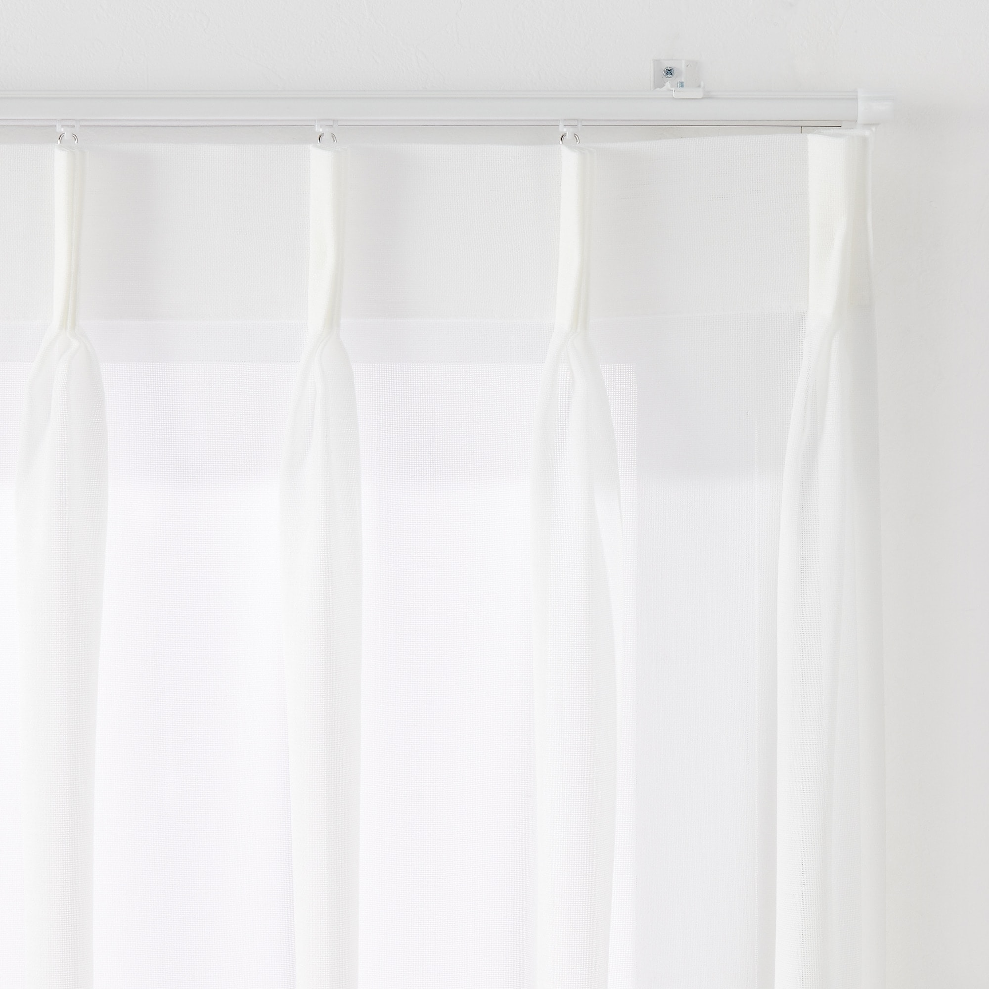 ポリエステル擬紗（防炎）プリーツカーテン２倍ヒダ／オフ白
