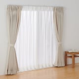 ポリエステル擬紗（防炎）プリーツカーテン２倍ヒダ／オフ白