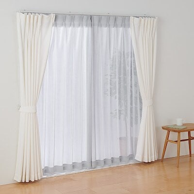 ポリエステル擬紗（防炎）プリーツカーテン／ライトグレー