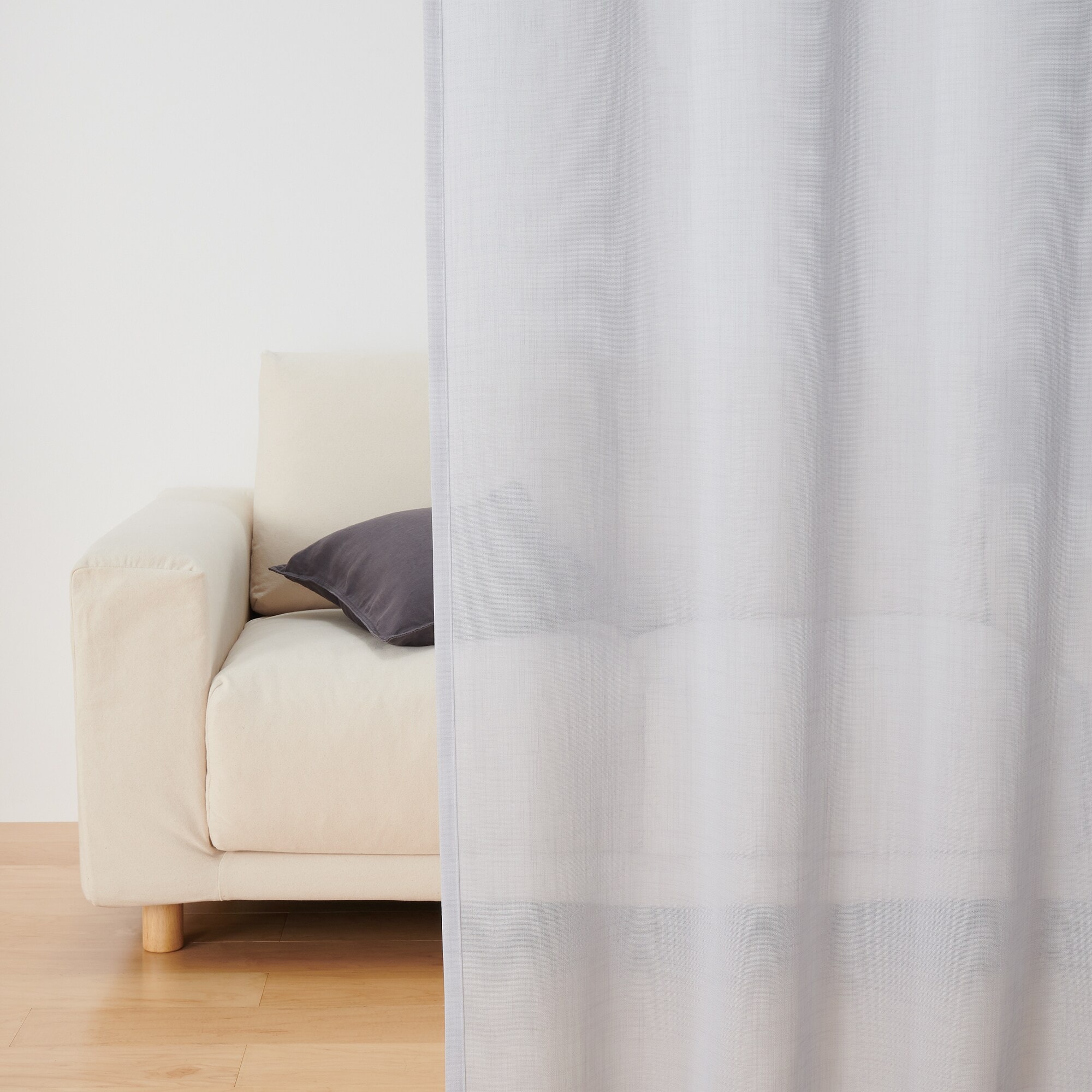 ポリエステル擬紗（防炎）ノンプリーツカーテン／ライトグレー