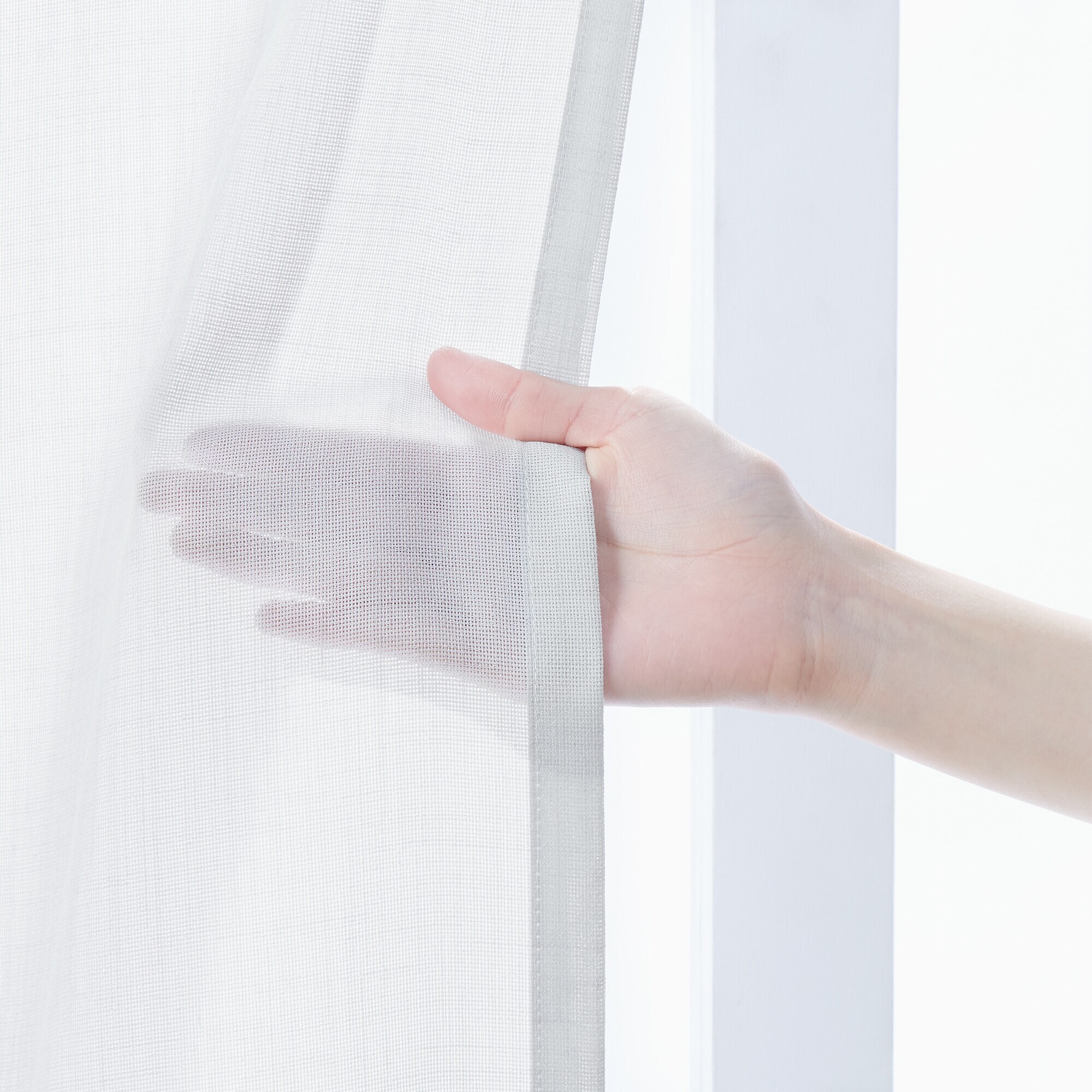 ポリエステル擬紗（防炎）プリーツカーテン２倍ヒダ／ライトグレー