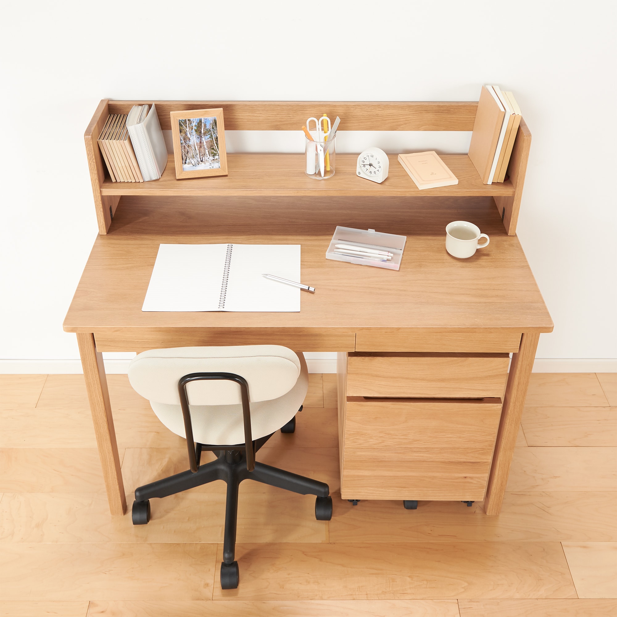 木製デスク用上置き棚・オーク材