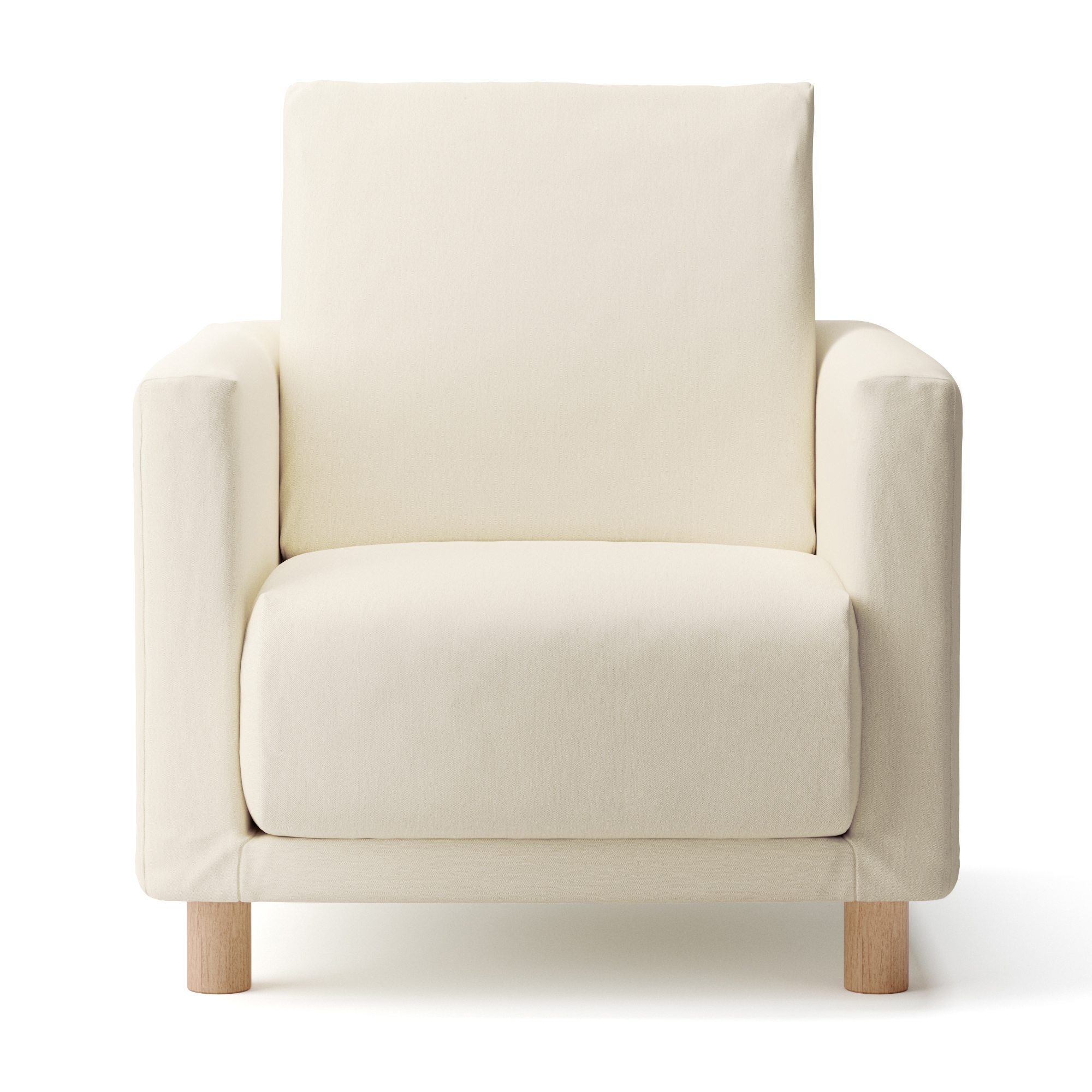 洗いざらしの綿帆布ソファ本体・１シーター・ウレタン・ポケットコイル用カバー／生成