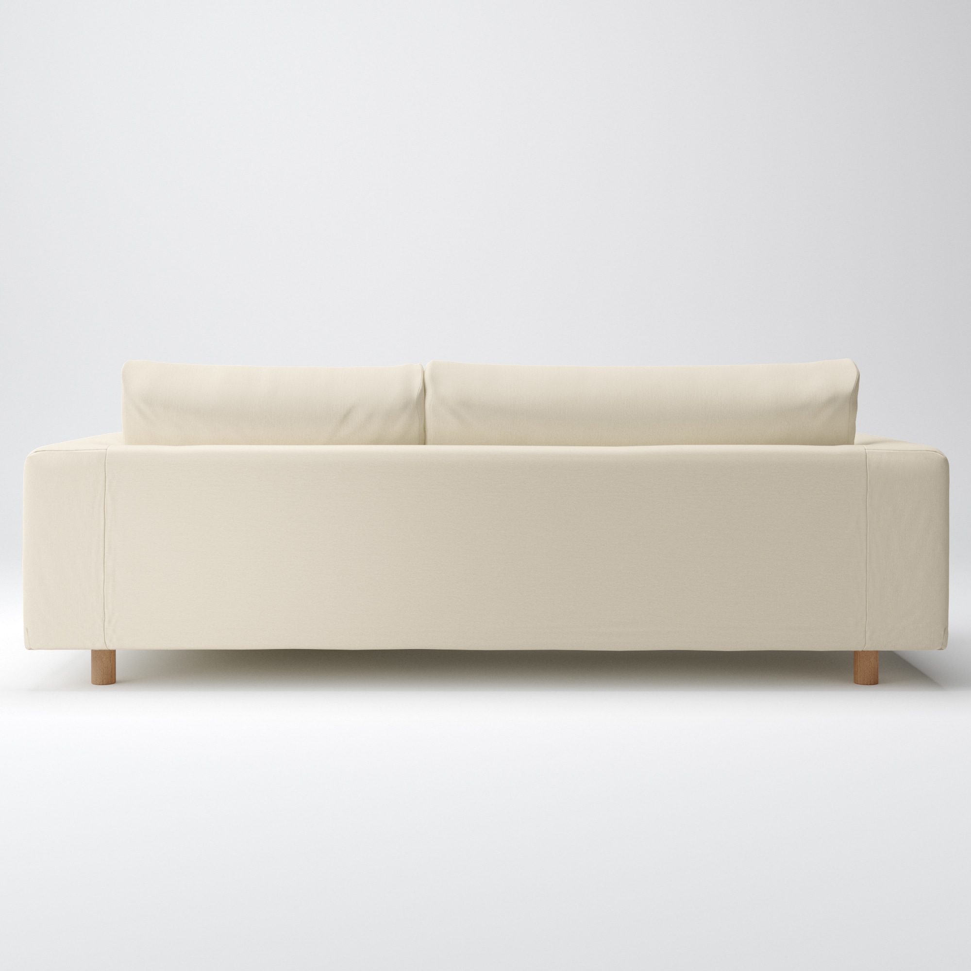 洗いざらしの綿帆布ソファ本体３シーターフェザーポケットコイルカウチ左カバー／生成