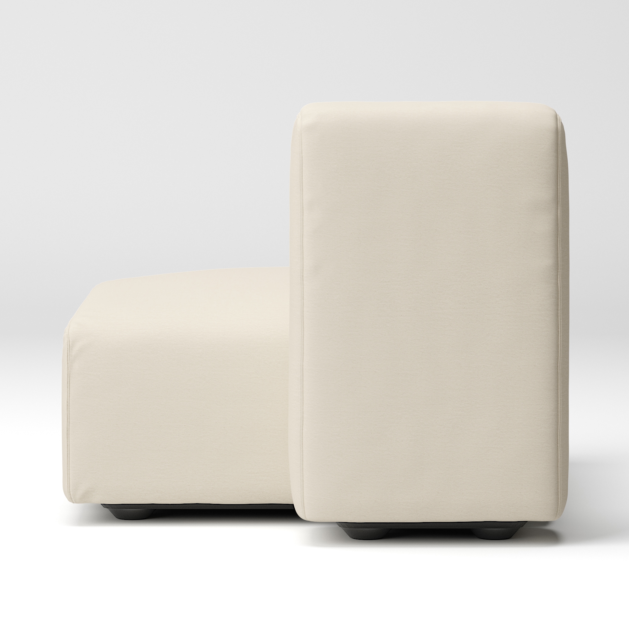 洗いざらしの綿帆布ユニットソファ・ハーフバックレスト・大用カバー／生成