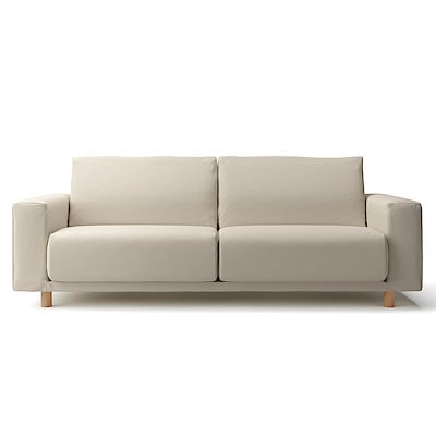 【カバー】洗いざらしの綿帆布ソファ本体・３シーター・ウレタン・ポケットコイル用カバー