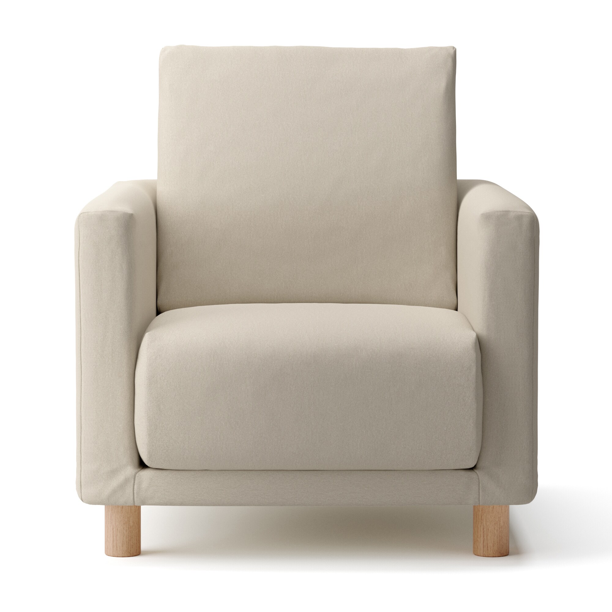 洗いざらしの綿帆布ソファ本体・１シーター・ウレタンポケットコイル用カバーベージュ