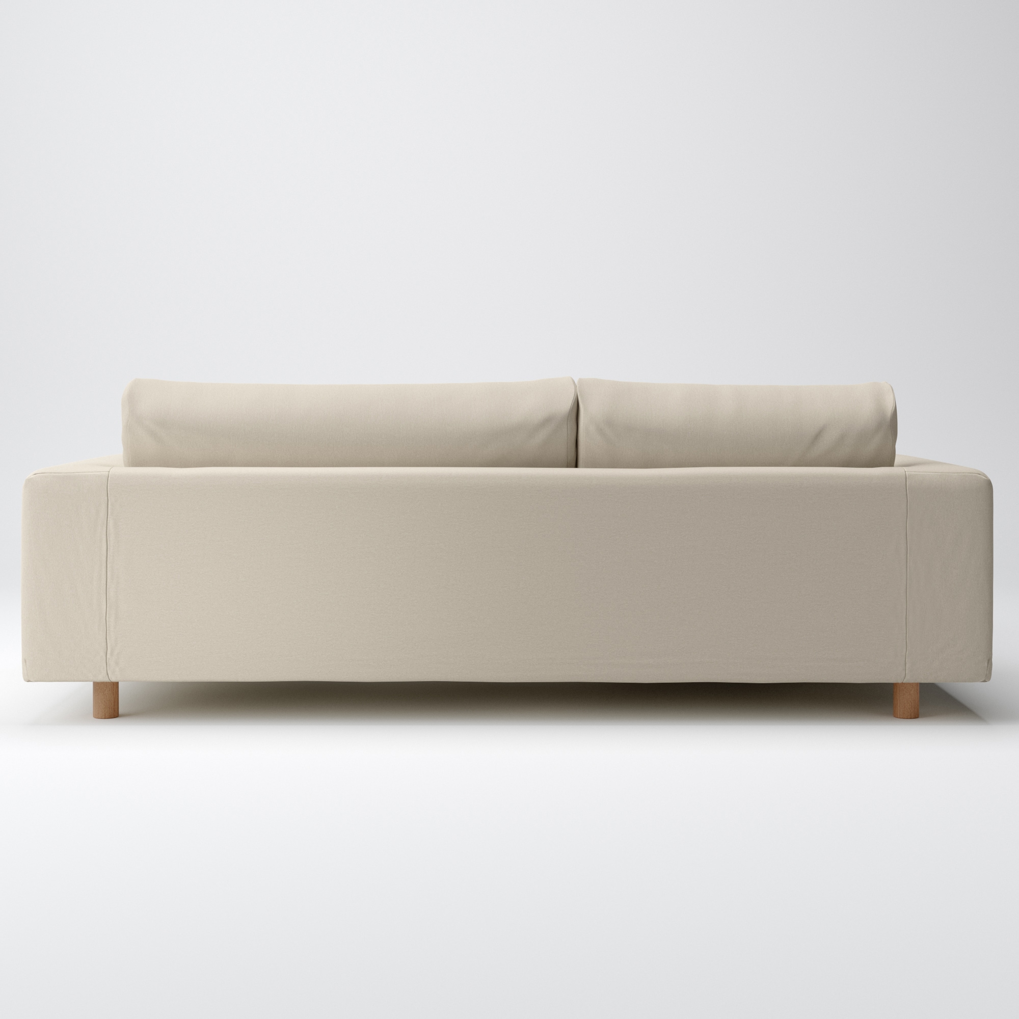 洗いざらしの綿帆布ソファ本体３Ｓフェザーポケットコイルカウチ右用カバー／ベージュ