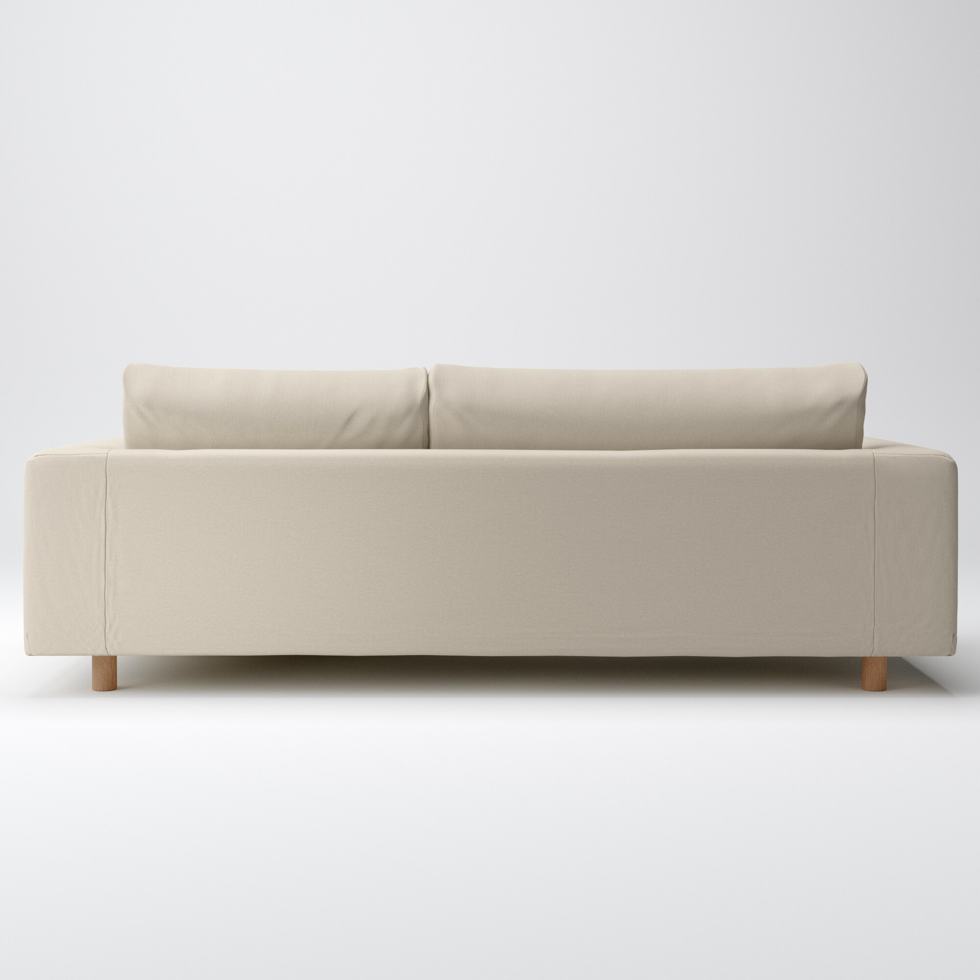 洗いざらしの綿帆布ソファ本体３Ｓフェザーポケットコイルカウチ左用カバー／ベージュ