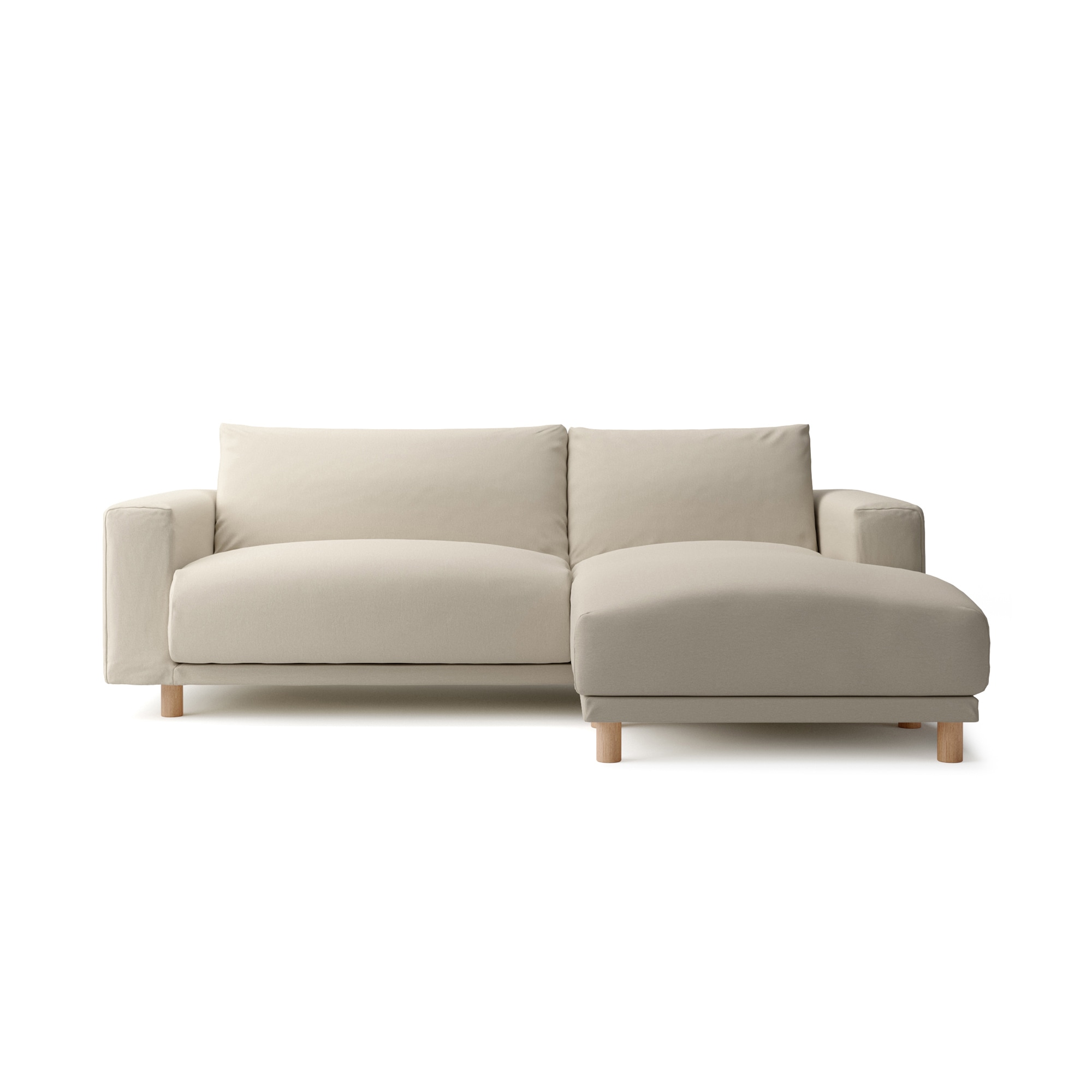 洗いざらしの綿帆布ソファ本体３Ｓフェザーポケットコイルカウチ左用カバー／ベージュ