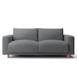 洗いざらしの綿帆布ソファ本体・２．５シーター・フェザーポケットコイルカバーグレー