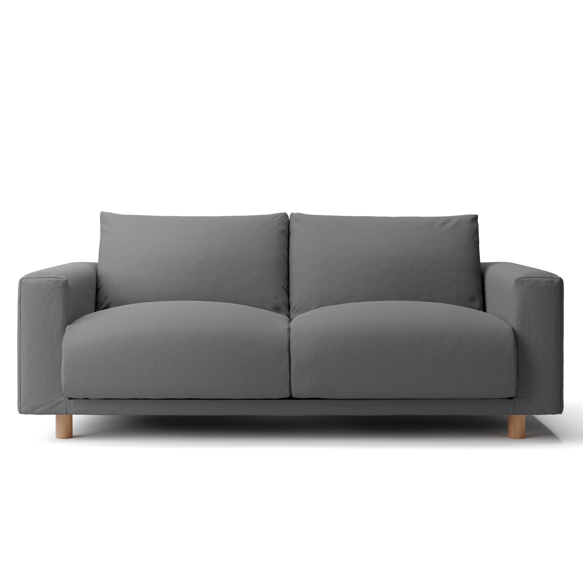 洗いざらしの綿帆布ソファ本体・２．５シーター・フェザーポケットコイルカバーグレー