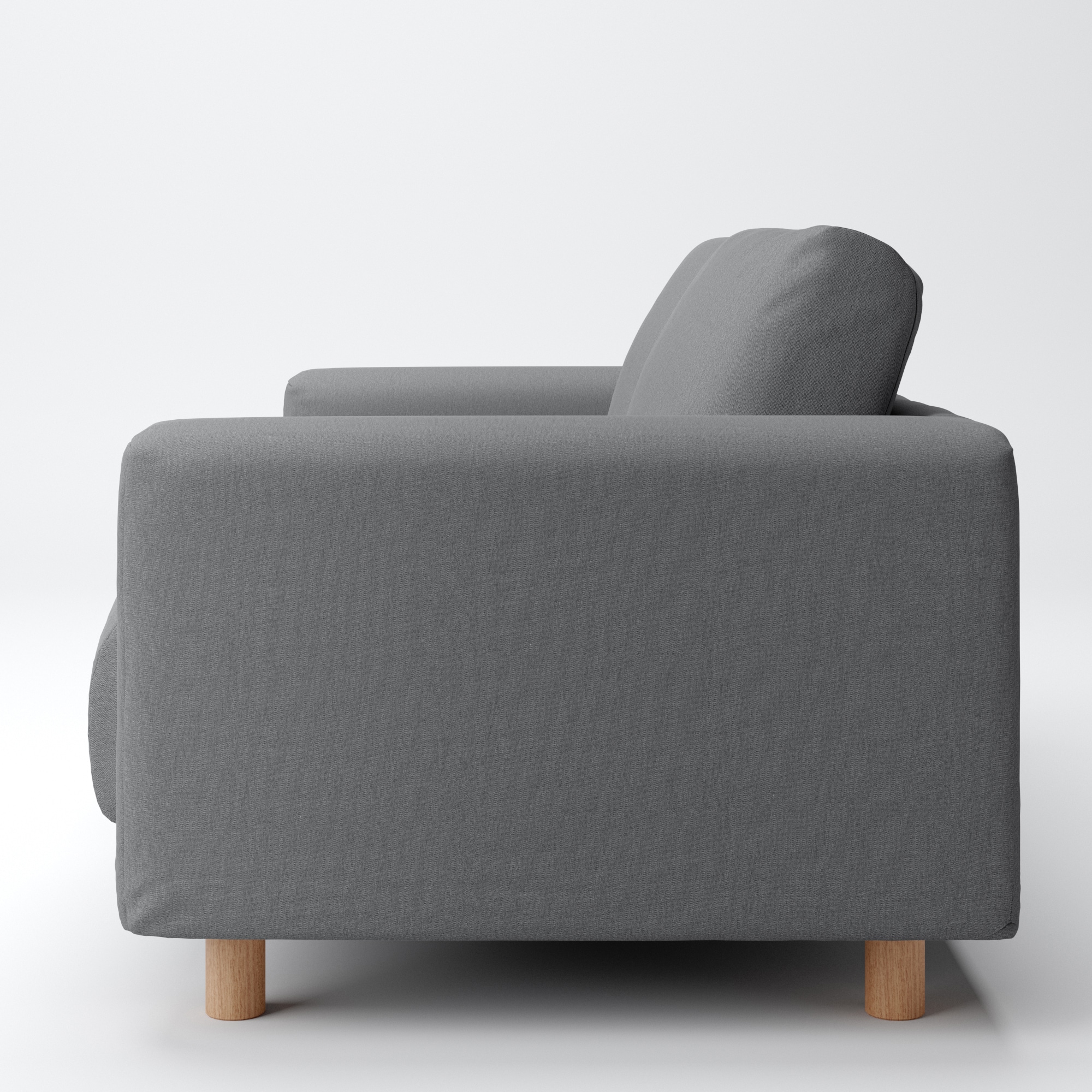 洗いざらしの綿帆布ソファ本体・２シーター・フェザー・ポケットコイル用カバーグレー