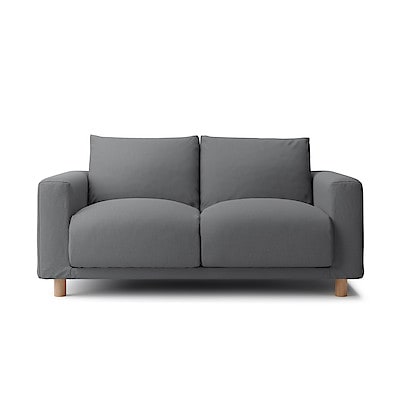 【カバー】洗いざらしの綿帆布ソファ本体・２シーター・フェザー・ポケットコイル用カバー　グレー