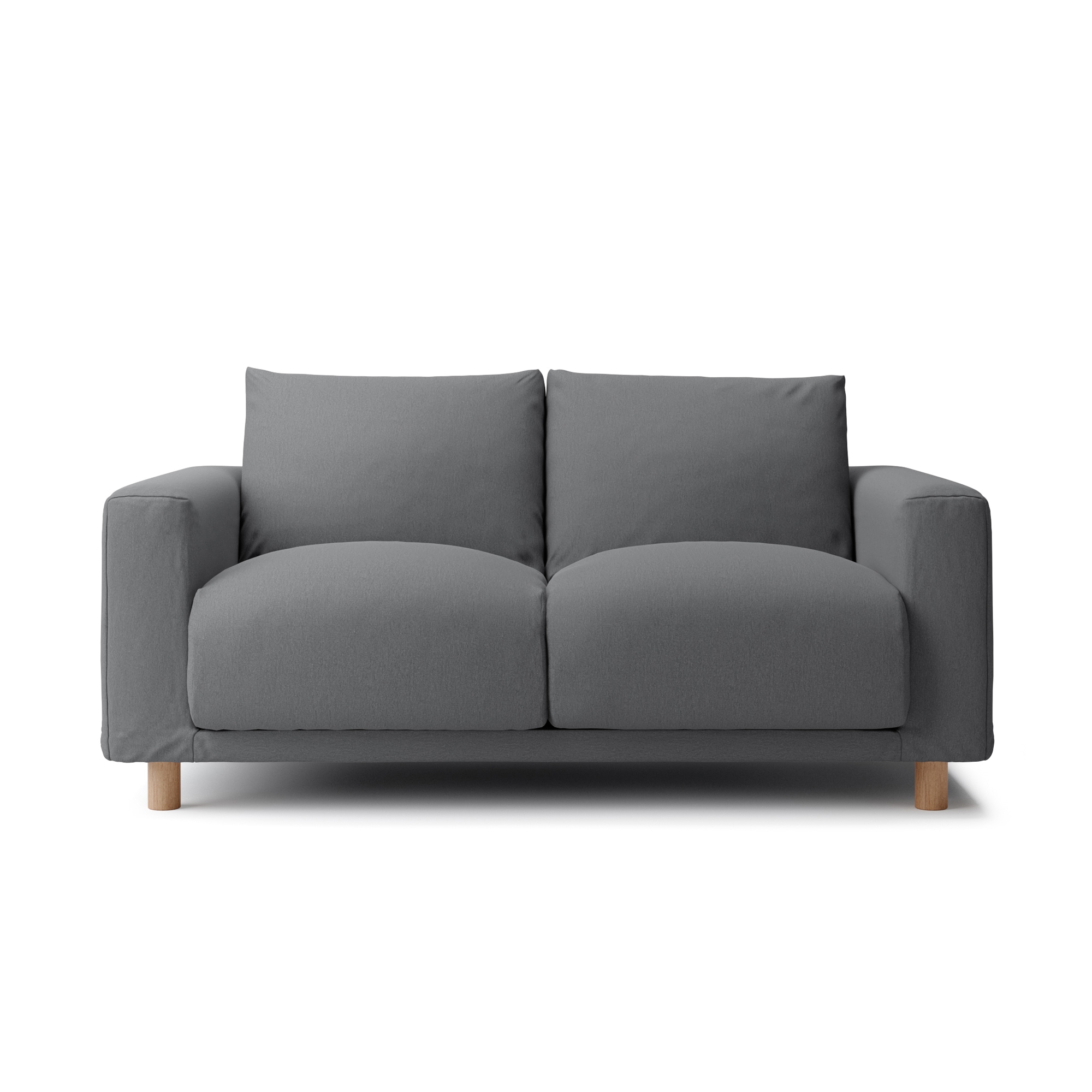 洗いざらしの綿帆布ソファ本体・２シーター・フェザー・ポケットコイル用カバーグレー