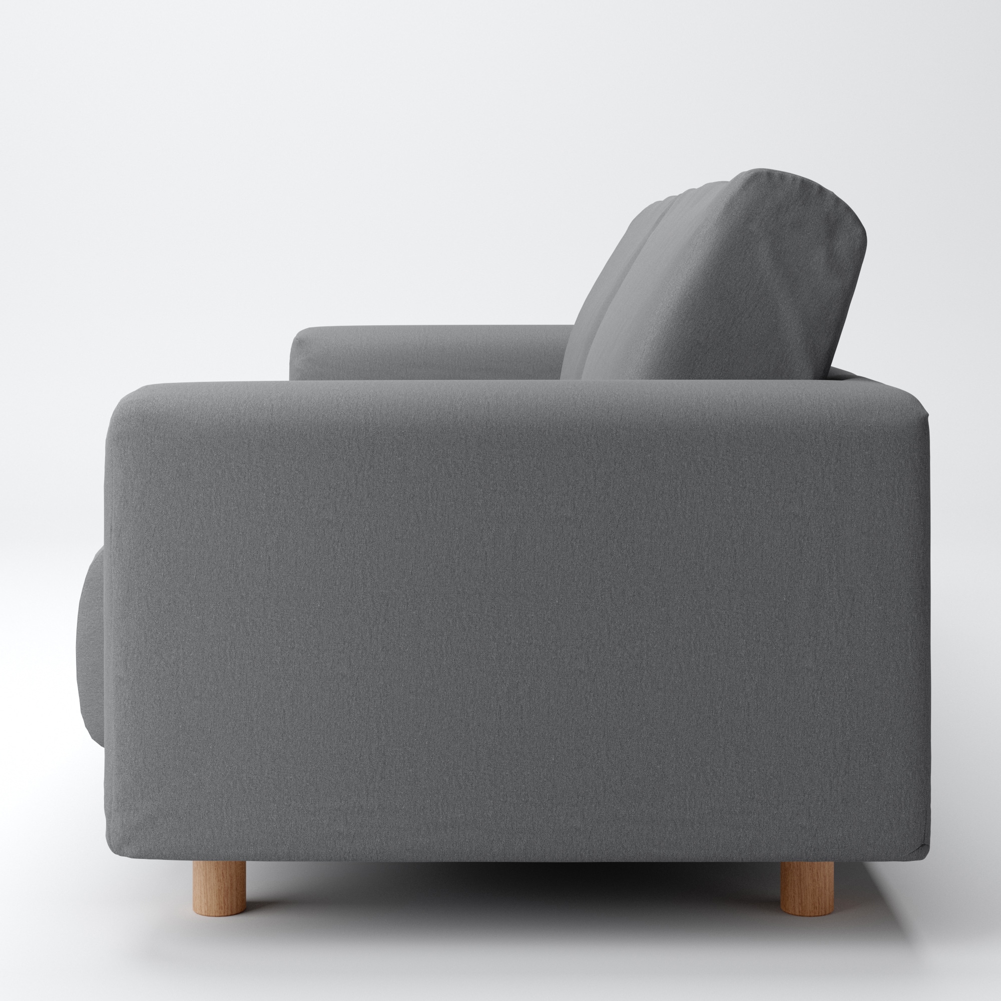 洗いざらしの綿帆布ソファ本体・３シーター・ウレタン・ポケットコイル用カバーグレー