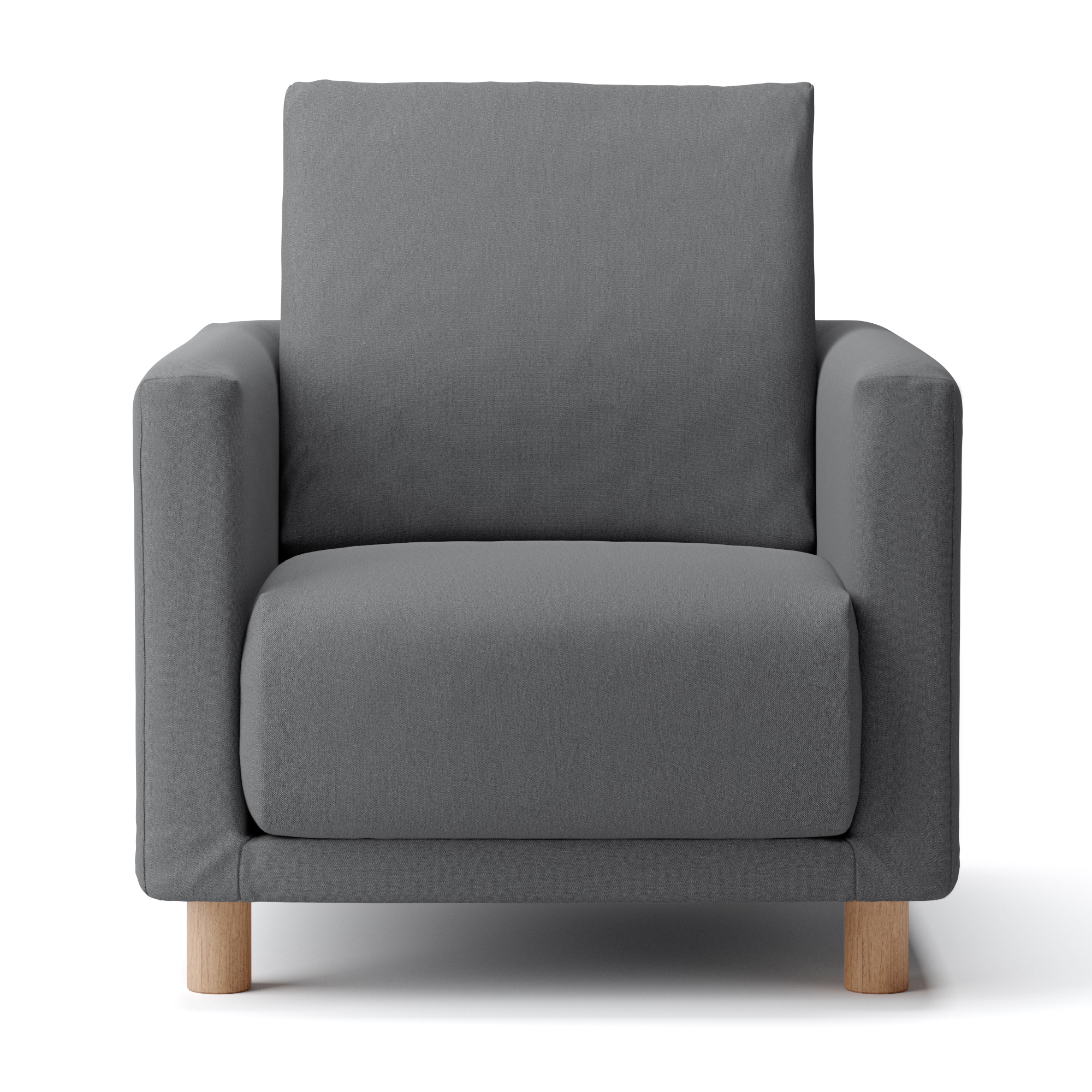 洗いざらしの綿帆布ソファ本体・１シーター・ウレタン・ポケットコイル用カバーグレー