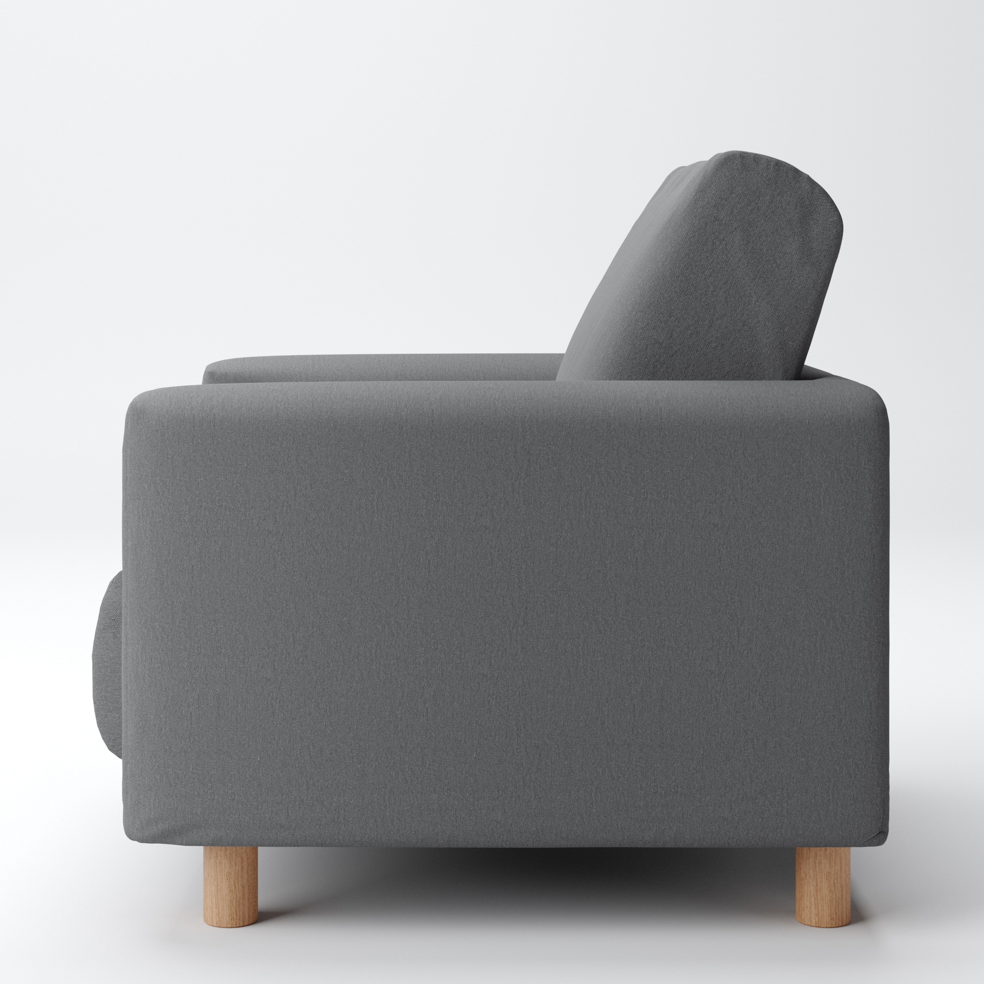 洗いざらしの綿帆布ソファ本体・１シーター・ウレタン・ポケットコイル用カバーグレー