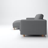 洗いざらしの綿帆布ソファ本体３Ｓフェザーポケットコイルカウチタイプ右カバーグレー