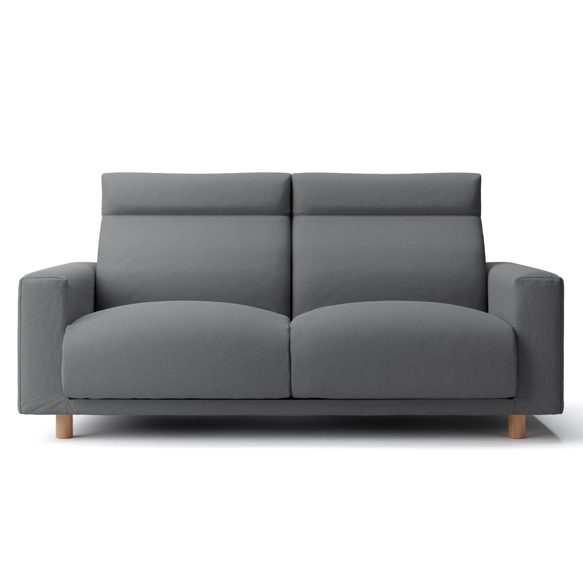 洗いざらしの綿帆布ソファ本体２．５Ｓフェザーポケットコイルハイバックカバーグレー