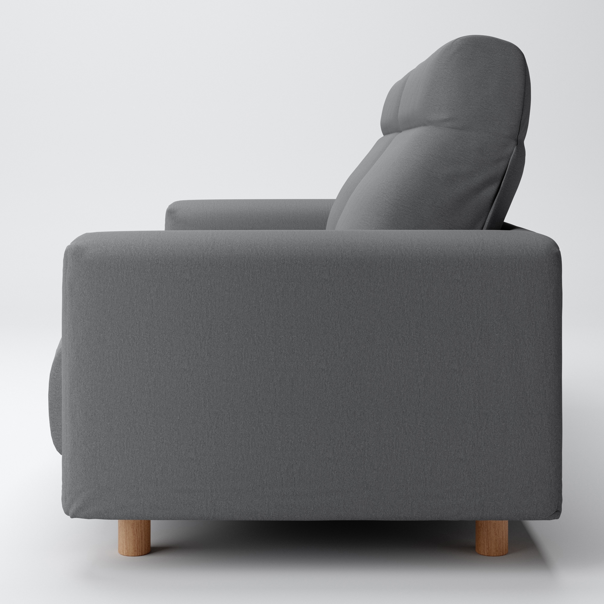 洗いざらしの綿帆布ソファ本体２．５Ｓフェザーポケットコイルハイバックカバーグレー