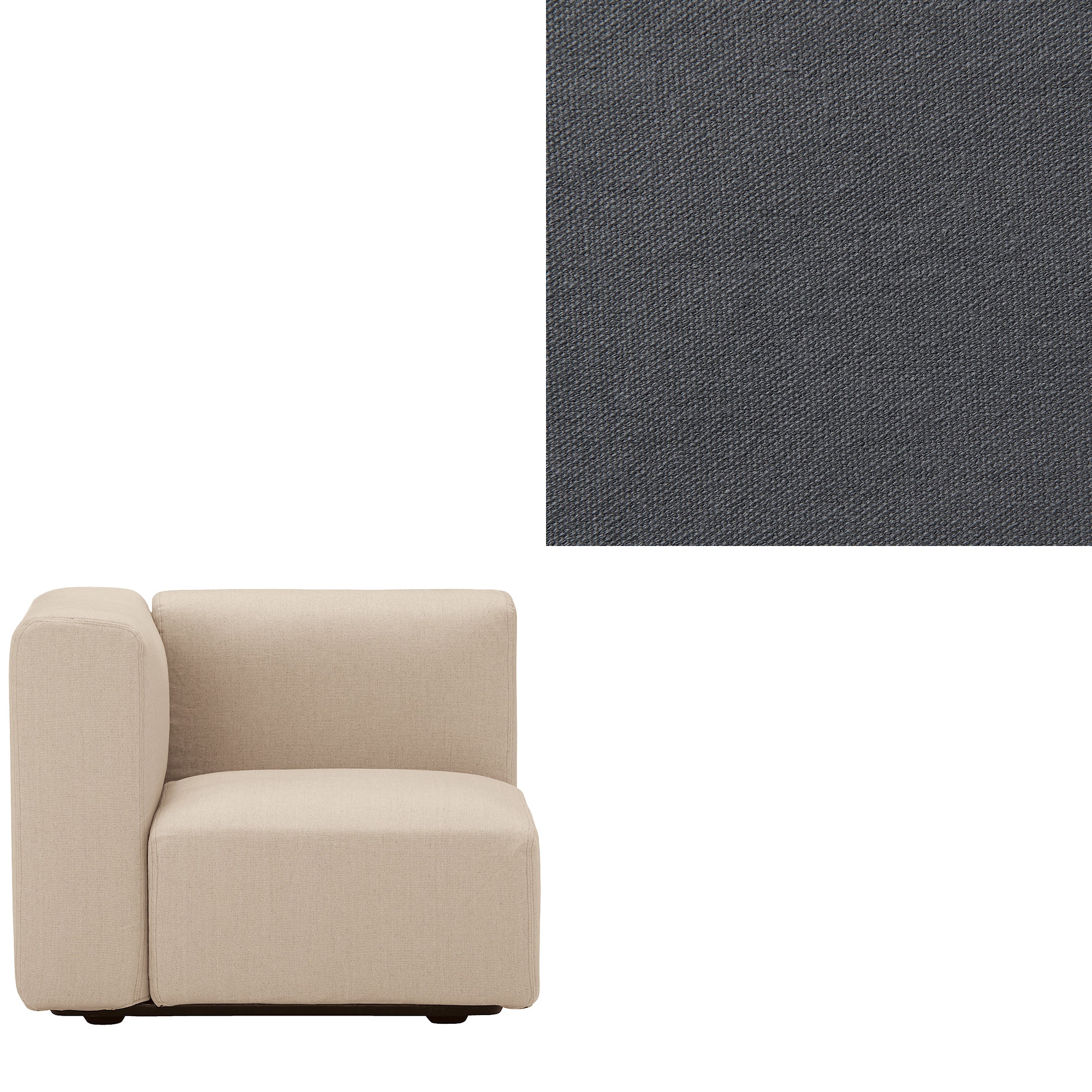 洗いざらしの綿帆布ユニットソファアーム付・小用カバー／グレー