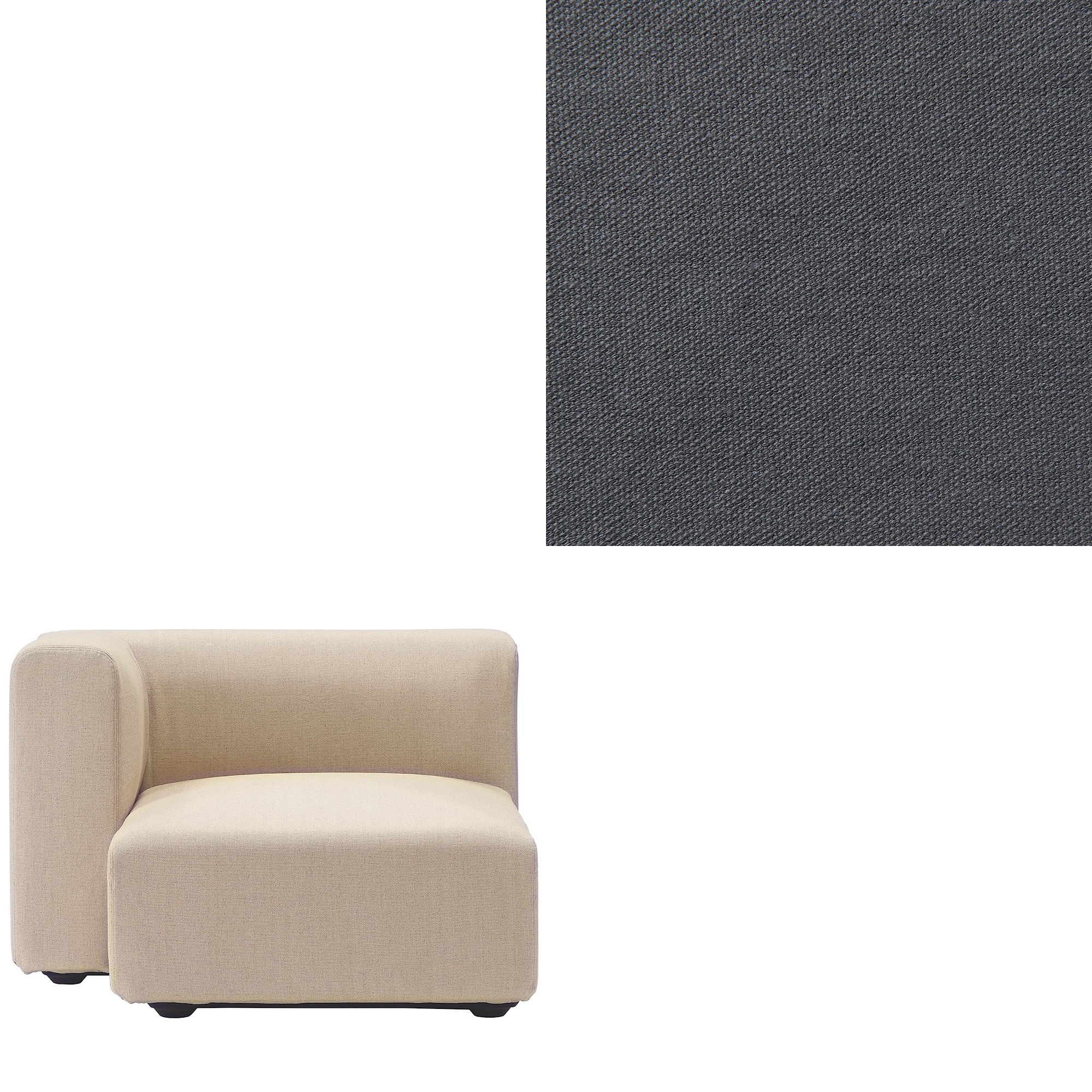 洗いざらしの綿帆布ユニットソファ・ハーフアーム・大（右）用カバー