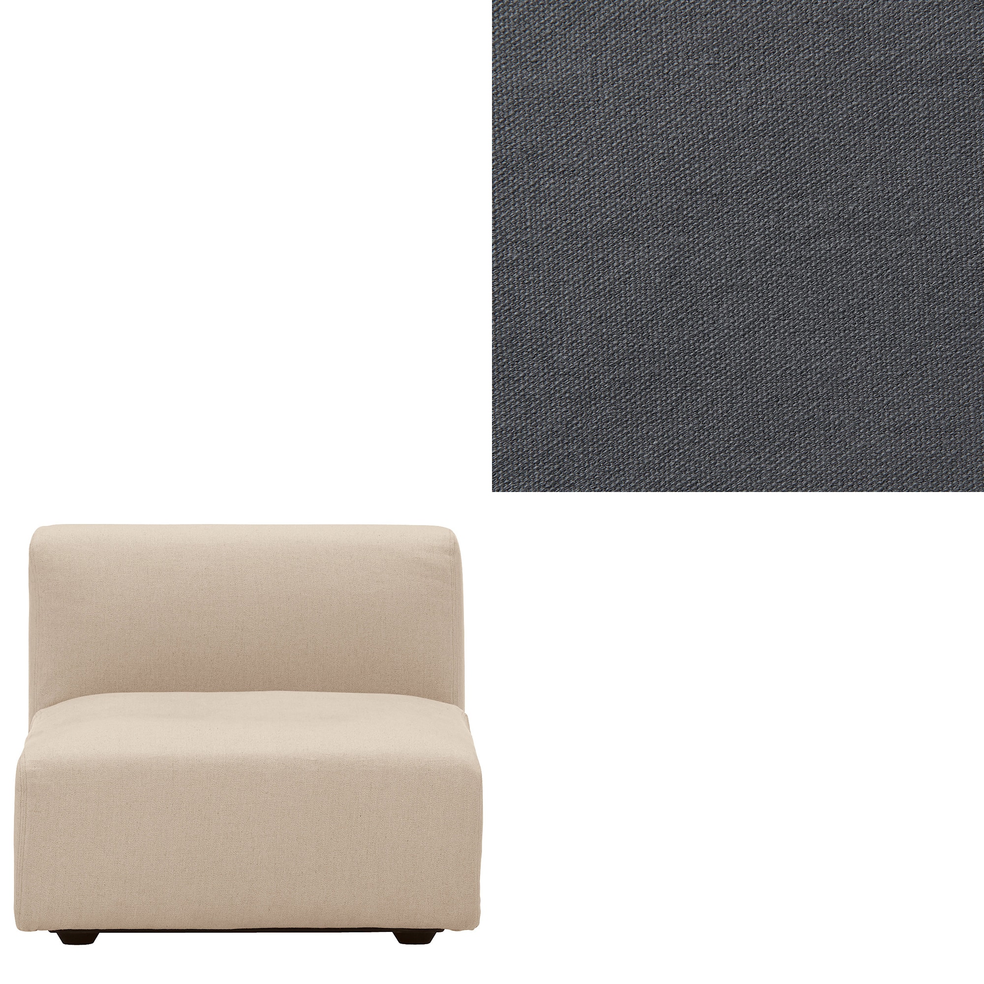 洗いざらしの綿帆布ユニットソファアームレス・大・幅７７ｃｍ用カバー／グレー