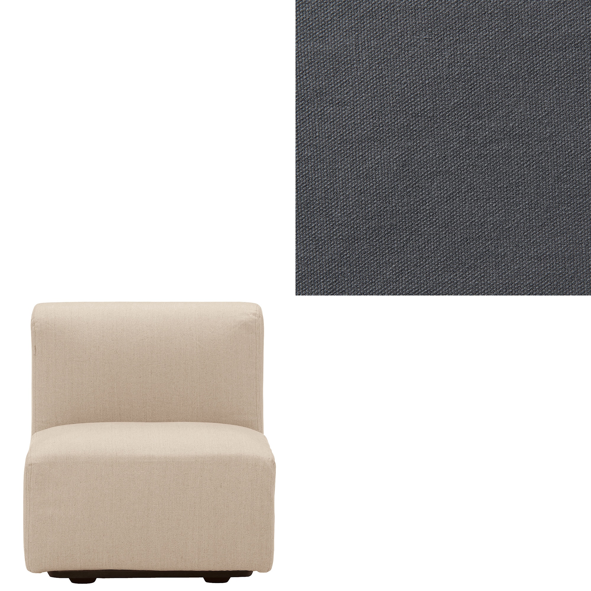 洗いざらしの綿帆布ユニットソファアームレス・小用カバー／グレー