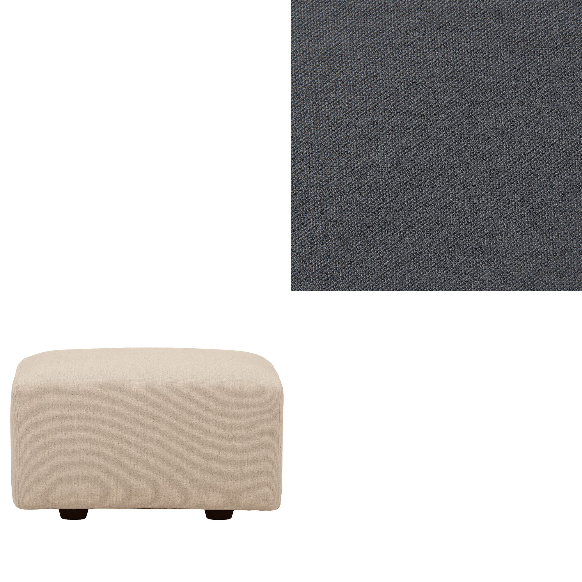 洗いざらしの綿帆布ユニットソファオットマン・小用カバー／グレー