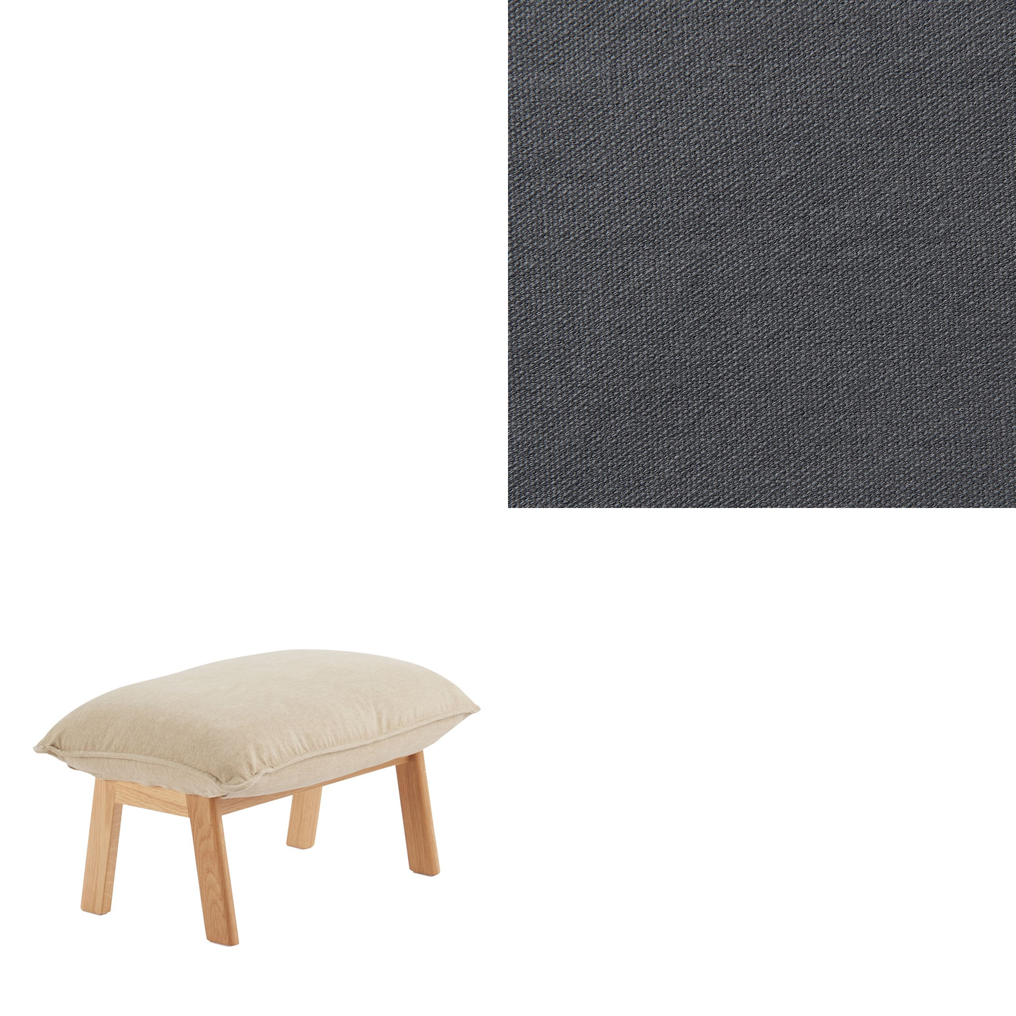 洗いざらしの綿帆布ハイバックリクライニングソファ・オットマン用カバー／グレー