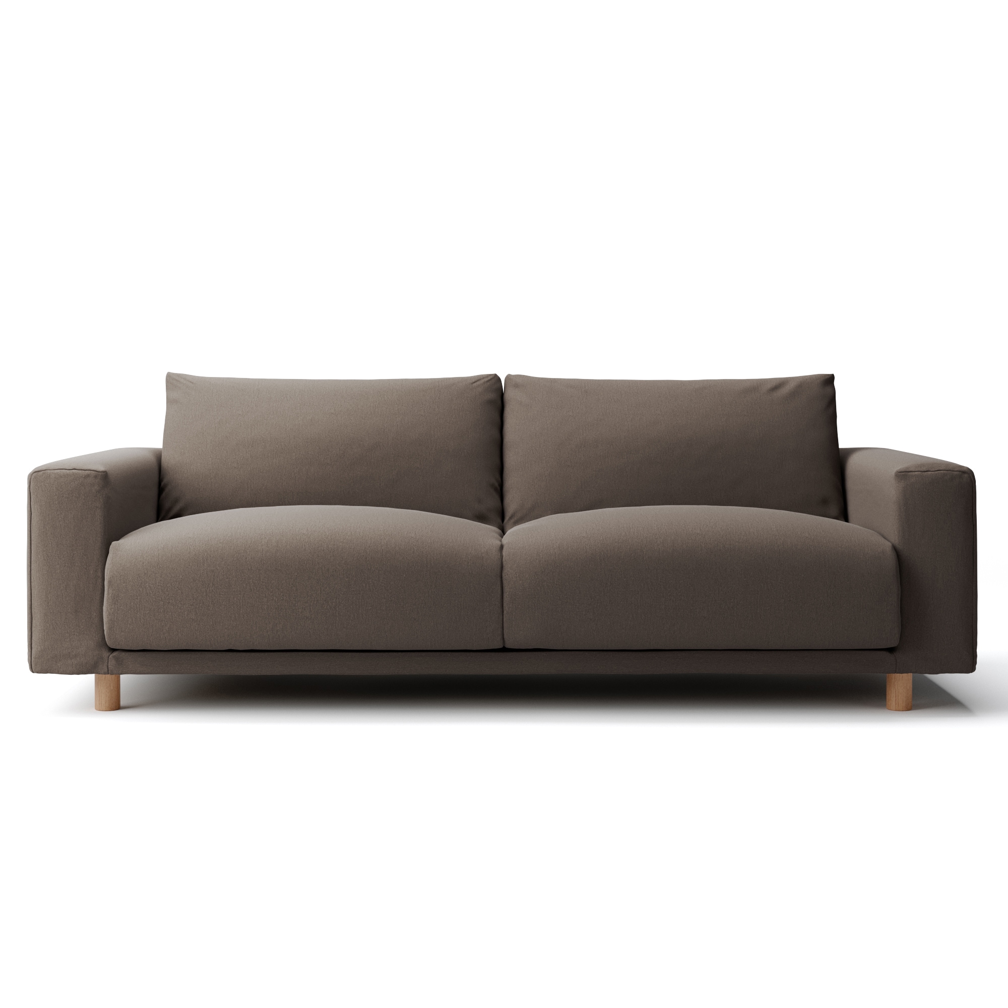 洗いざらしの綿帆布ソファ本体・３シーター・フェザーポケットコイル用カバーブラウン