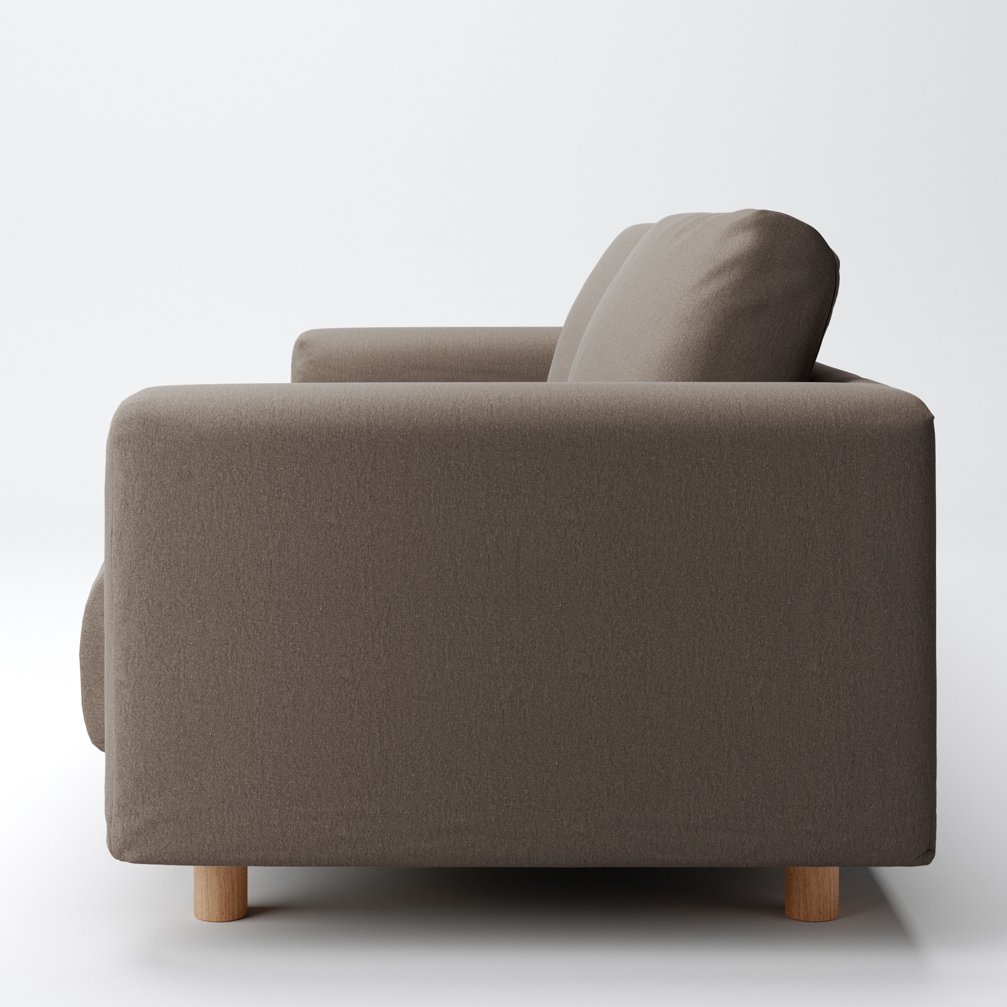 洗いざらしの綿帆布ソファ本体・３シーター・フェザーポケットコイル用カバーブラウン